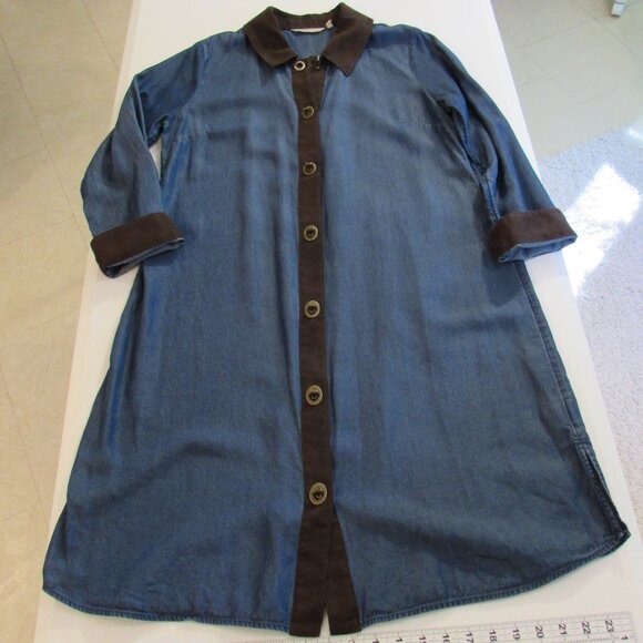 Soft Surroundings Icons Urbina Denim Dress Coat Size Medium - Picture 3 of 16